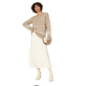 Thakoon x RTR Tan Fair Isle Tunic Sweater Light Brown Cream Size Medium